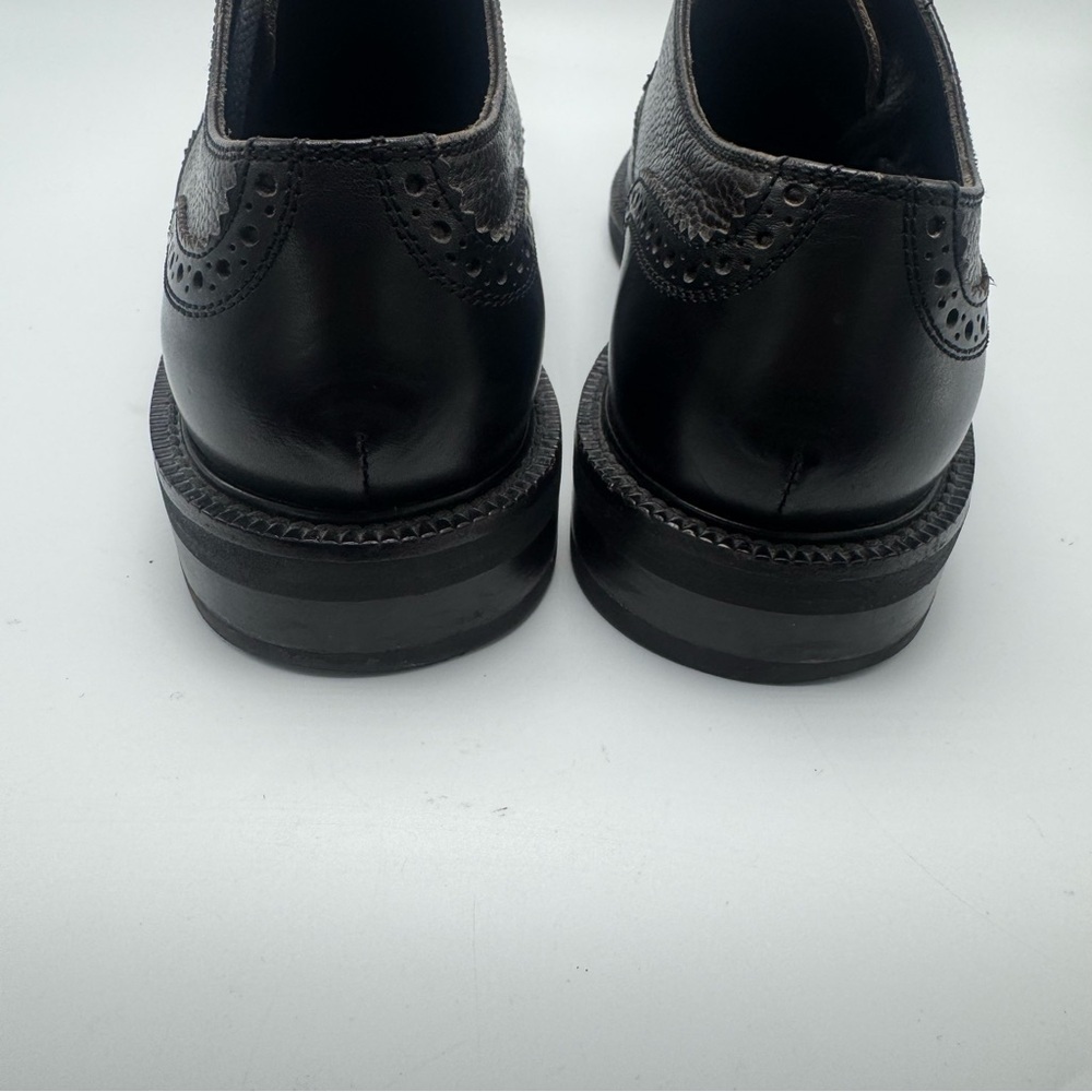 Ermenegildo Zegna Black Pebbled Leather Wingtip Derby Shoe US 9 EU 42 Dark Brown - Picture 6 of 9